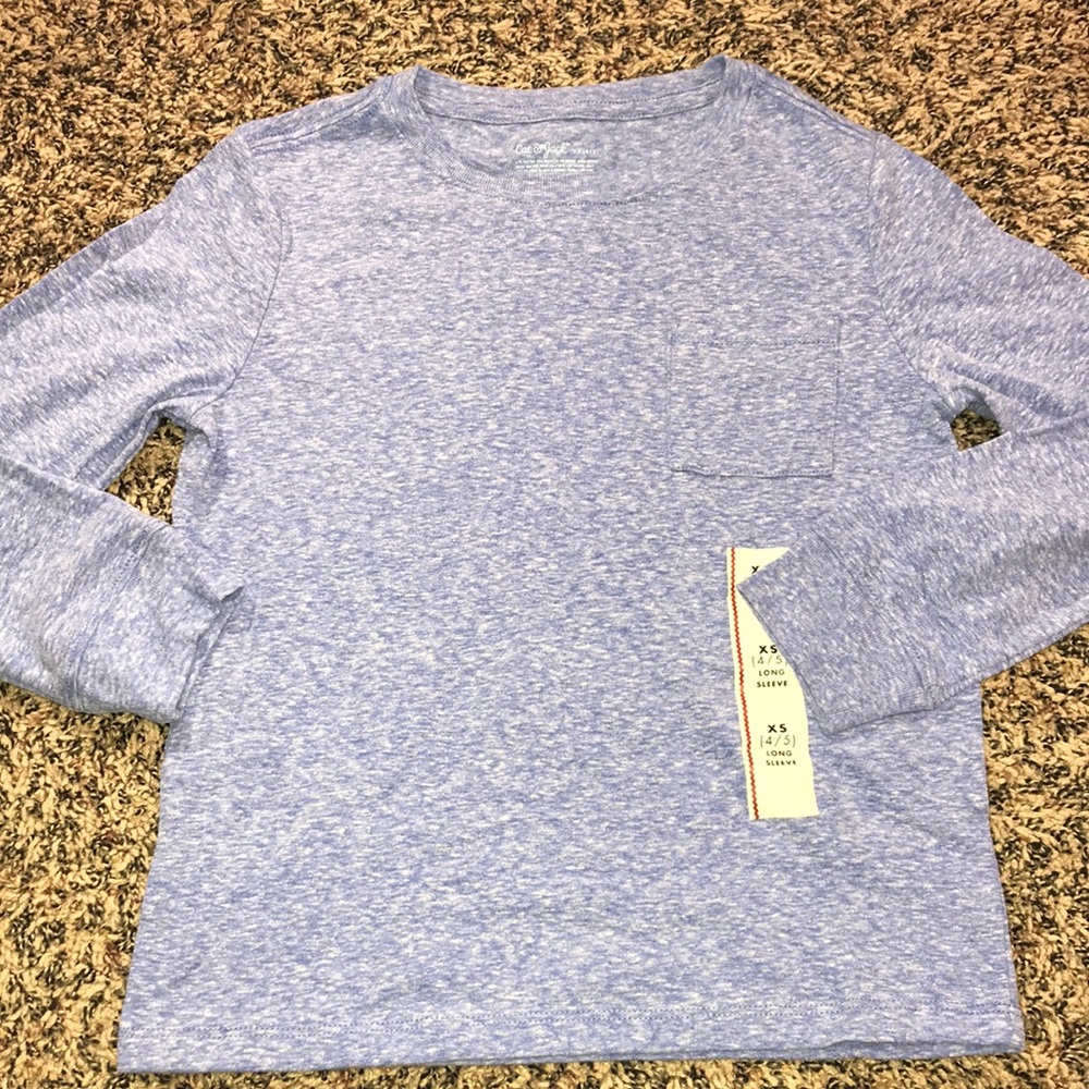 Cat & Jack Kids Blue Long Sleeve Pocketed Shirt XS (4/5) | NWT